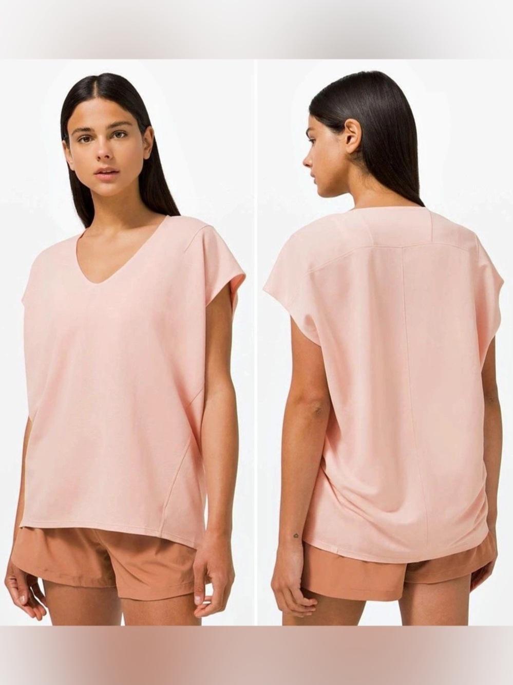 Lululemon Capped Short Sleeve Tee in Light Pink Oversized Shirt Women’s Size 10